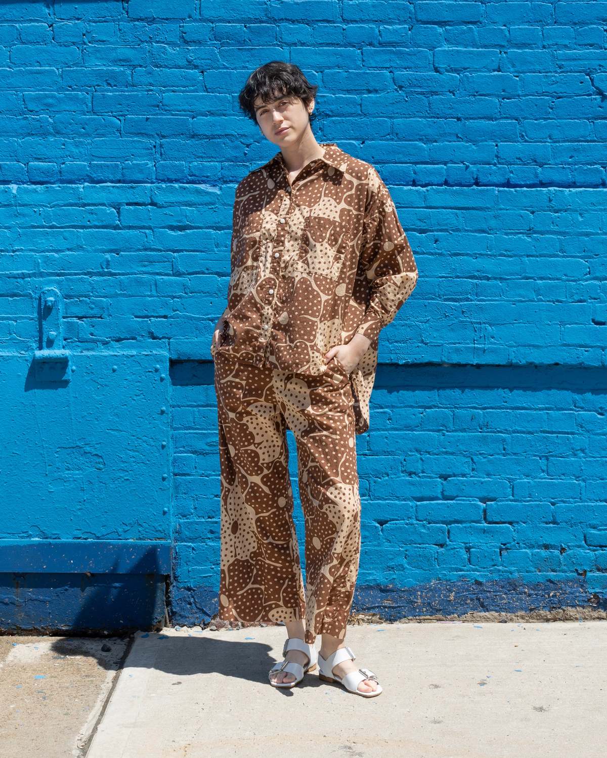 samet Talia Brown Dot Flower Print Shirt - Image 8 of 15