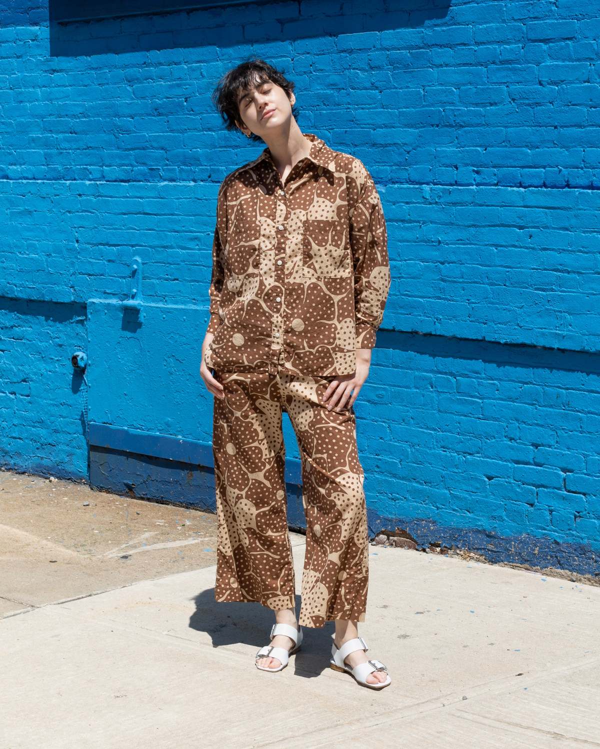 samet Talia Brown Dot Flower Print Shirt - Image 14 of 15