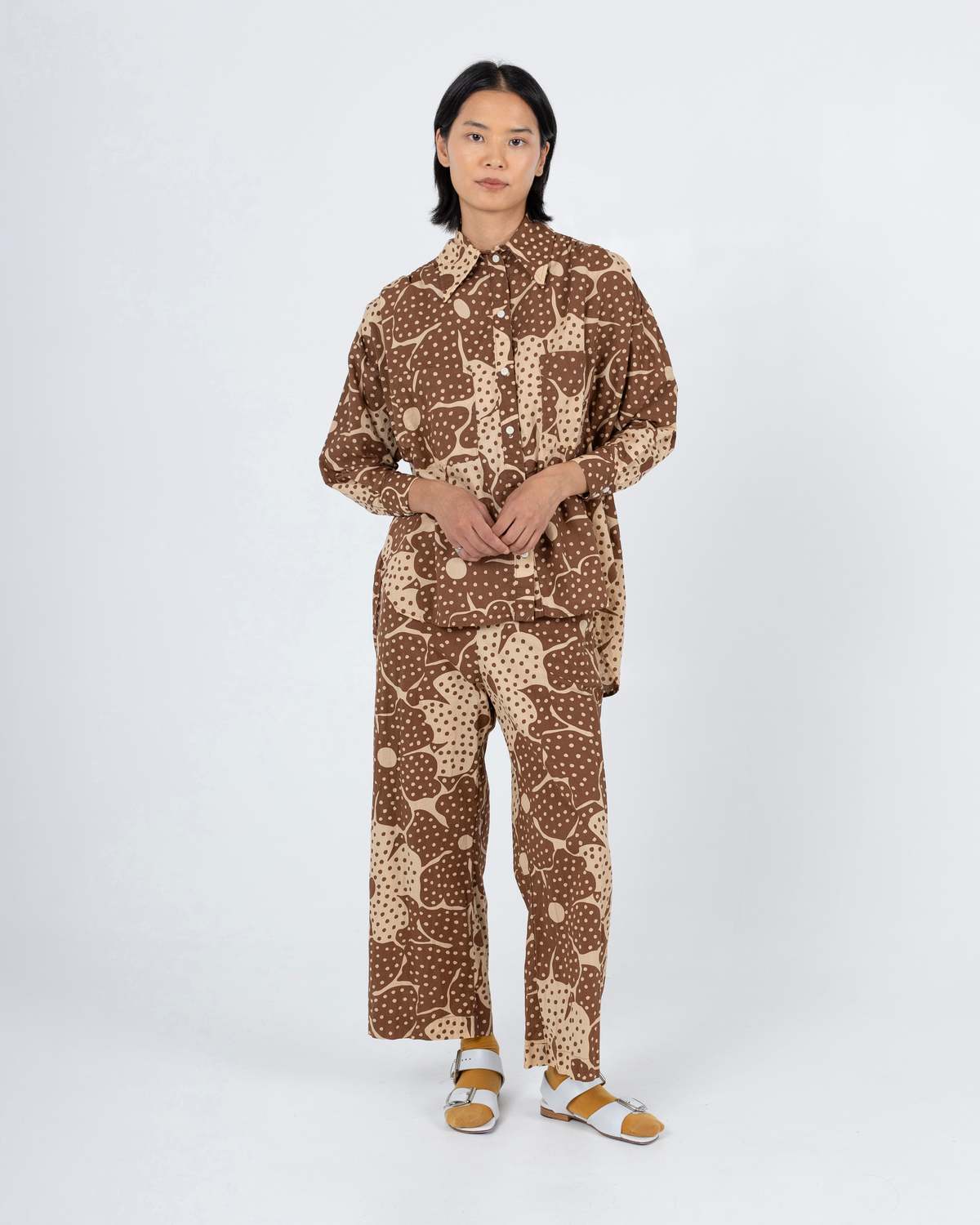 samet Talia Brown Dot Flower Print Shirt - Image 15 of 15