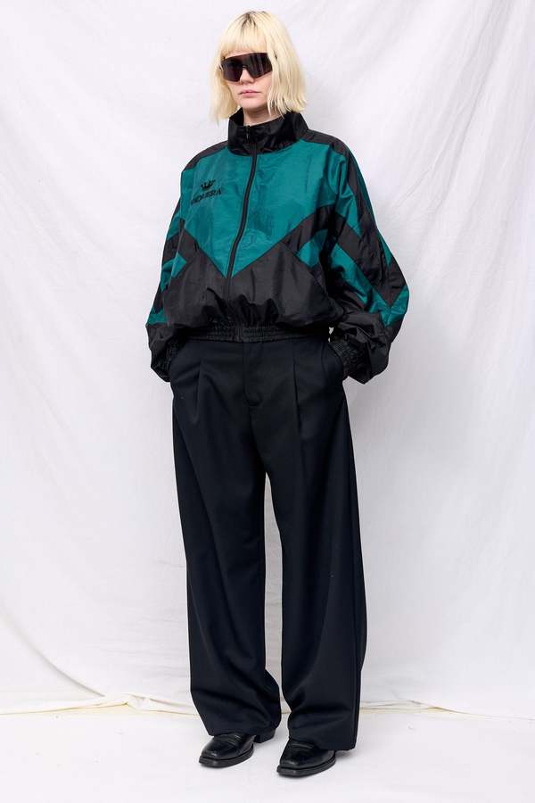 Vaquera Black Green Windbreaker Woven Top