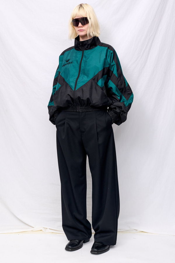 Vaquera Black Green Windbreaker Woven Top