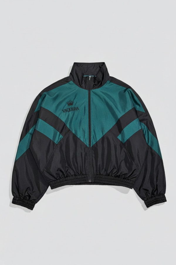 Vaquera Black Green Windbreaker Woven Top