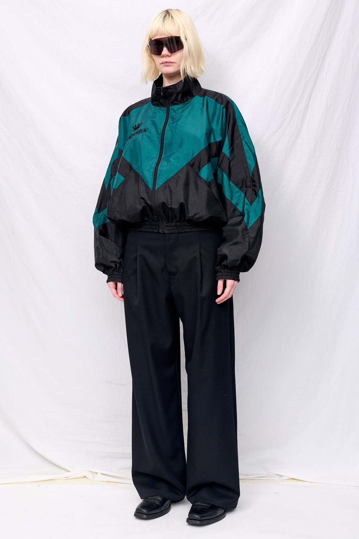 Vaquera Black Green Windbreaker Woven Top - Image 3 of 6