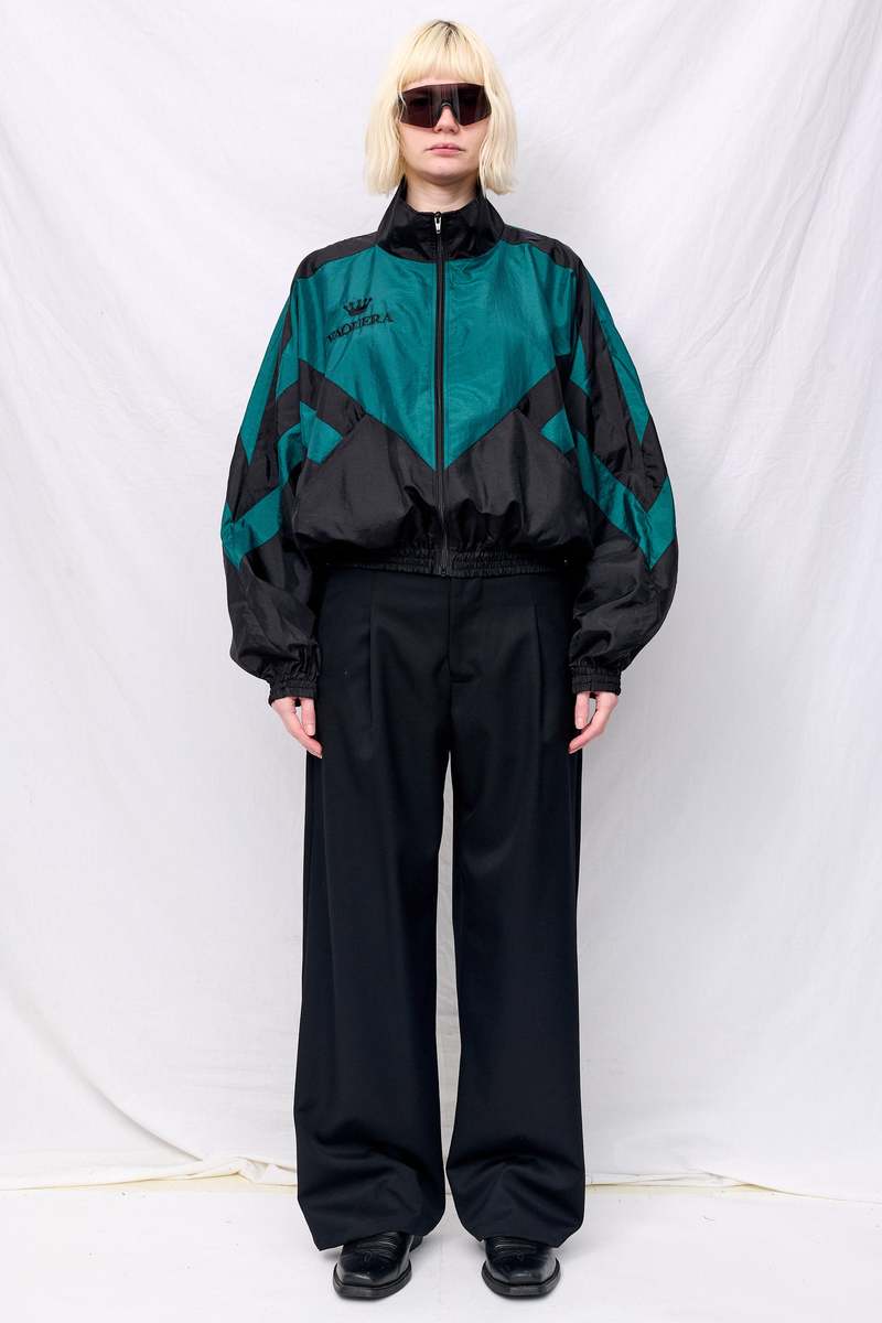 Vaquera Black Green Windbreaker Woven Top