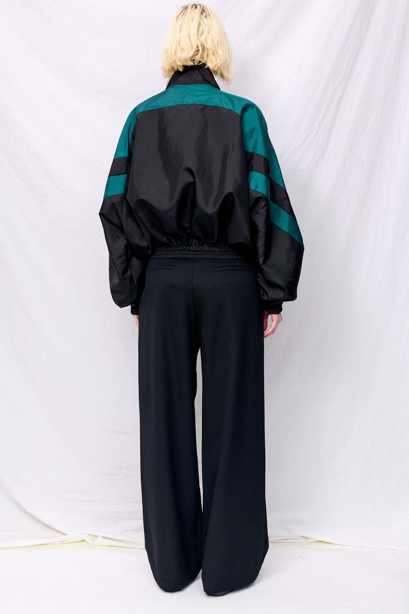 Vaquera Black Green Windbreaker Woven Top