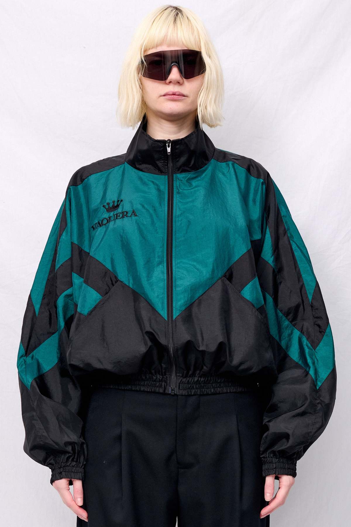 Vaquera Black Green Windbreaker Woven Top - Image 6 of 6