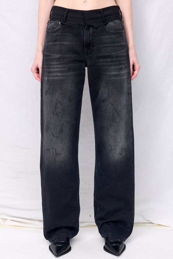 MM6 Maison Margiela Black Waistband 5 Pocket Pant Jeans