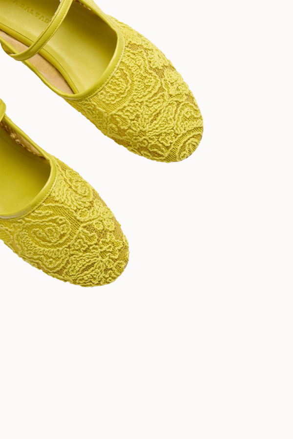 Freda Salvador Laurel Mary Jane Flats - Lime Jacquard Mesh
