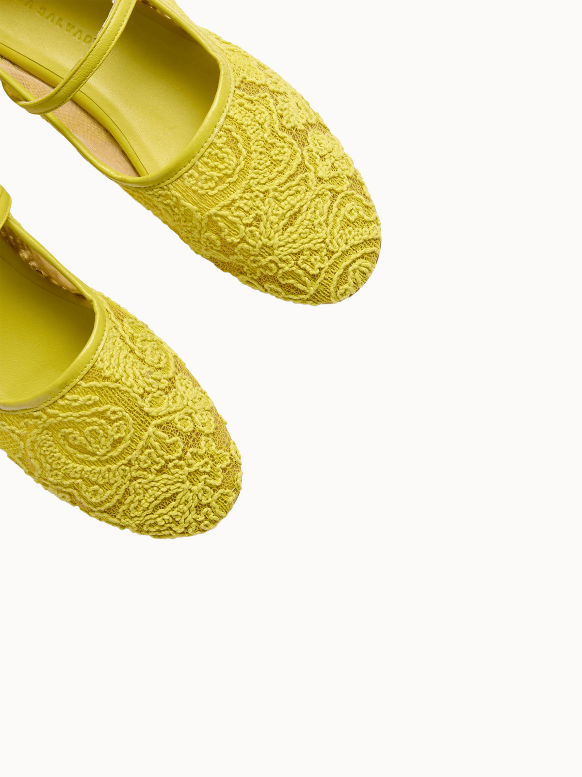 Freda Salvador Laurel Mary Jane Flats - Lime Jacquard Mesh - Image 2 of 4