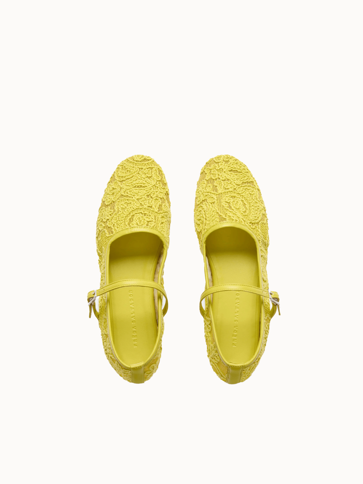Freda Salvador Laurel Mary Jane Flats - Lime Jacquard Mesh - Image 3 of 4