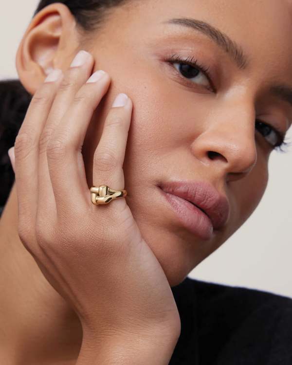 Jenny Bird Woven Square Signet Ring - Gold
