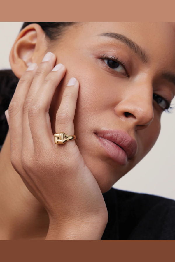 Jenny Bird Woven Square Signet Ring - Gold