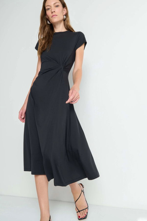 Nation Ltd. Frida Twist Midi Dress - Jet Black