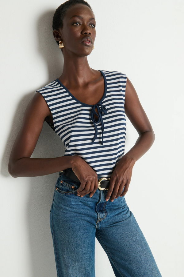 Nation Ltd. Kacy Tank - Navy City Stripe