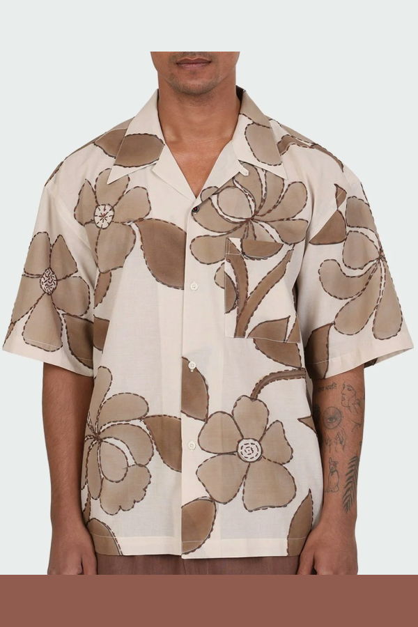 Kardo Rohit Embroidered Floral Camp Collar Shirt