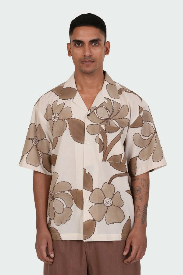 Kardo Rohit Embroidered Floral Camp Collar Shirt