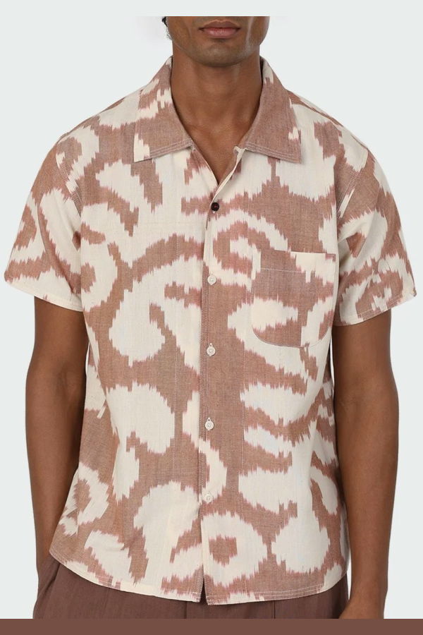 Kardo Chintan Ikat Shirt - Brick