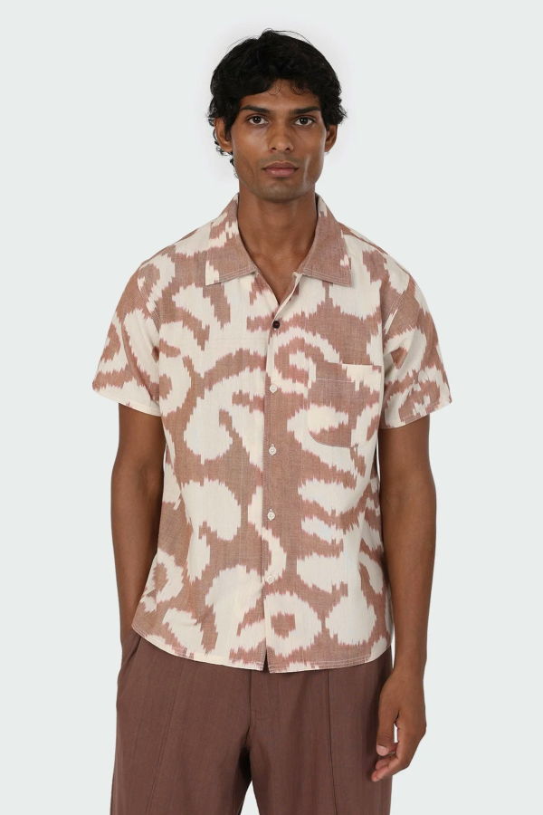 Kardo Chintan Ikat Shirt - Brick