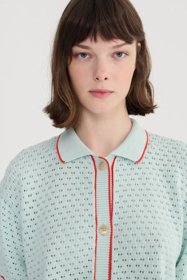 Bobo Choses Openwork Knitted Cardigan - Light Blue