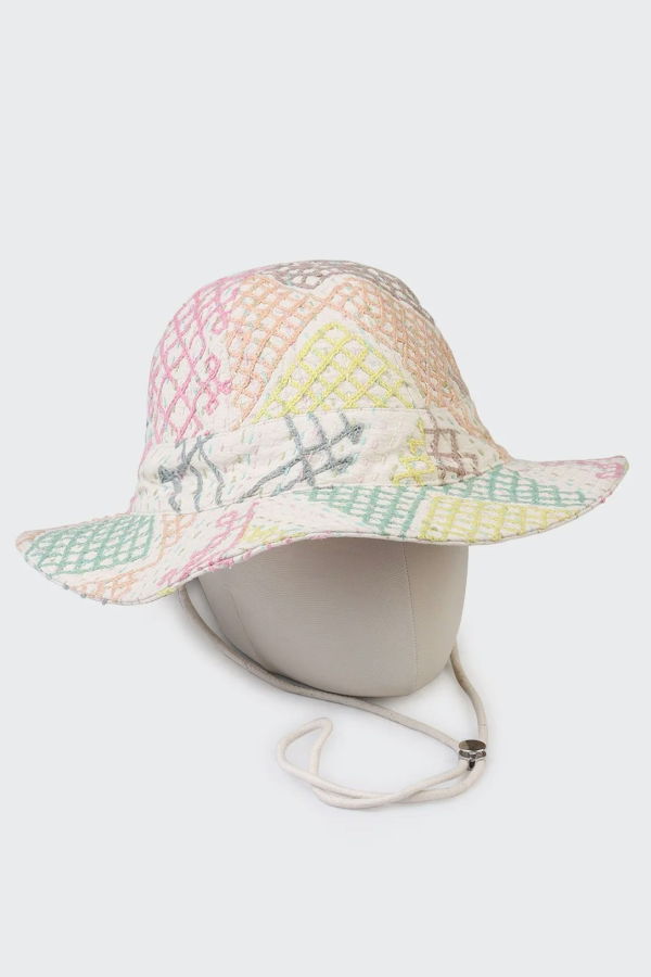 Kardo Craft Suzani Embroidered Fishing Hat - Natural