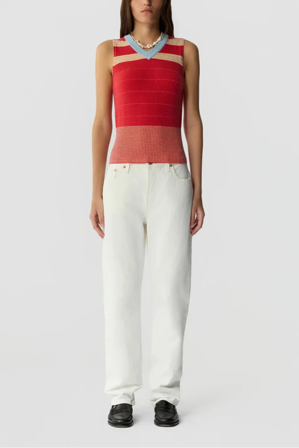 Guest in Residence Collegiate Stripe Vest - Red