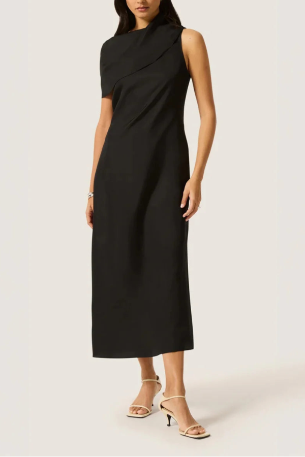 Argent Funnel Neck Dress - Black