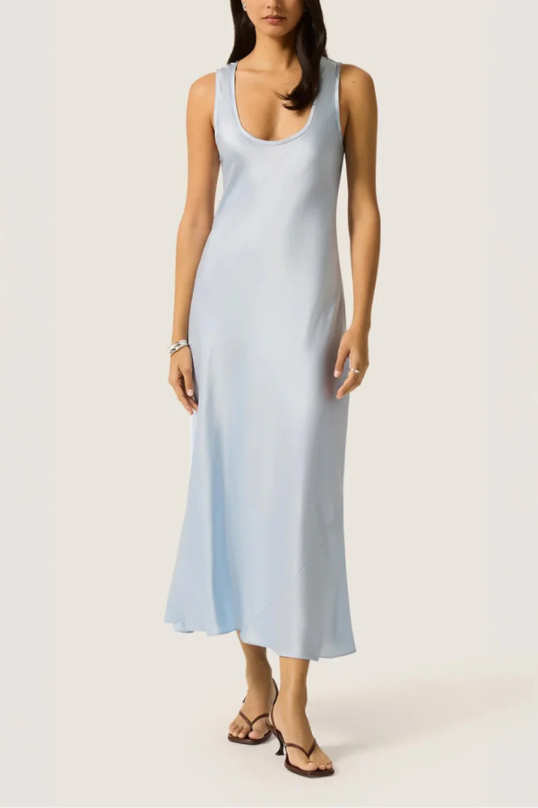 Argent Tank Silk Charmeuse Dress - Blue