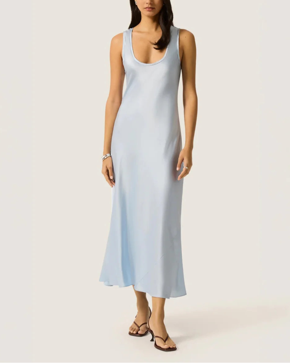 Argent Tank Silk Charmeuse Dress - Blue - Image 2 of 8
