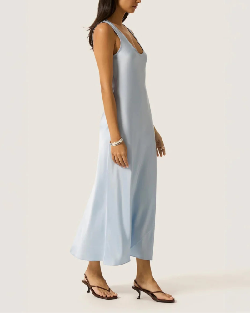 Argent Tank Silk Charmeuse Dress - Blue