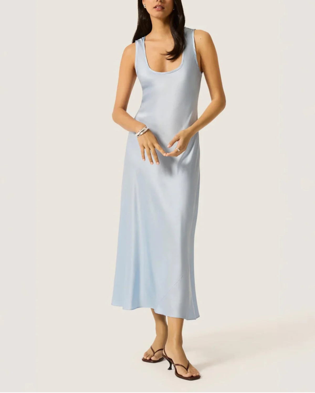 Argent Tank Silk Charmeuse Dress - Blue - Image 5 of 8
