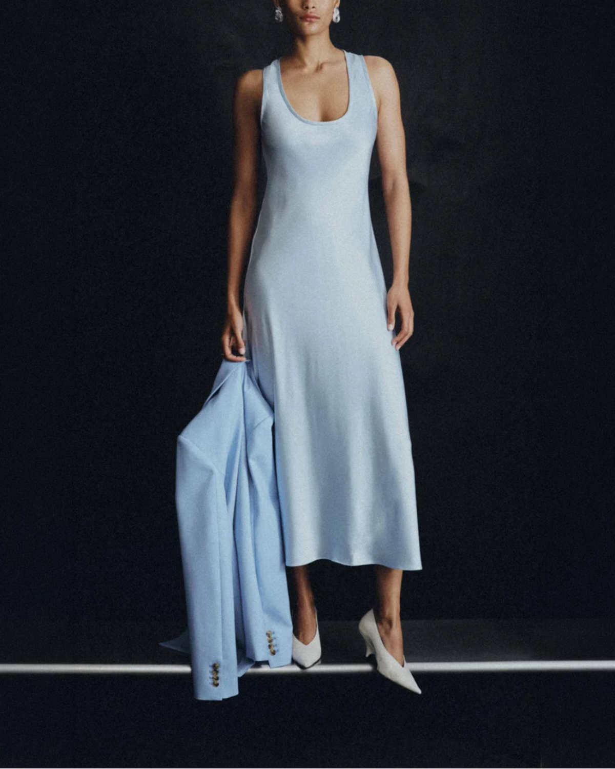 Argent Tank Silk Charmeuse Dress - Blue - Image 6 of 8