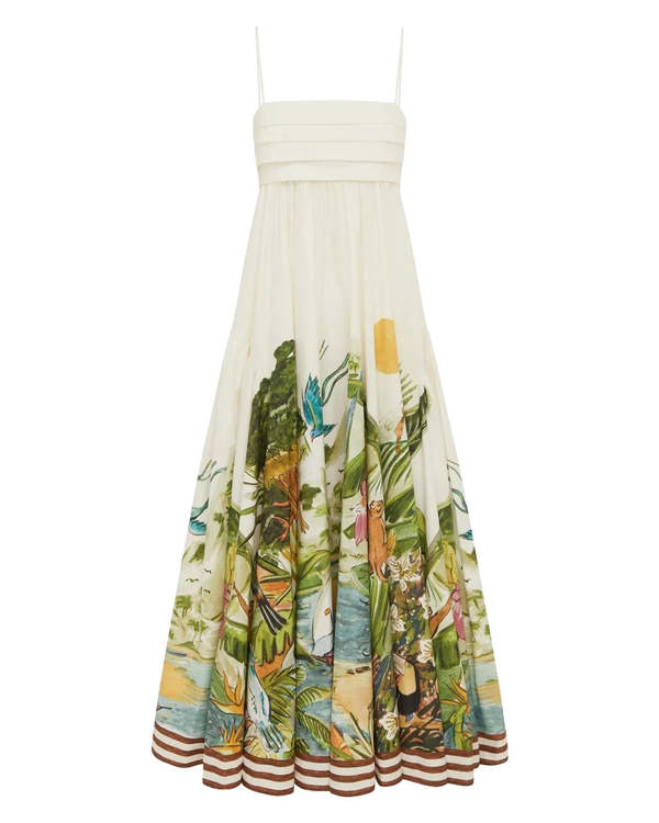 ALEMAIS Toucan Tango Midi Dress - White