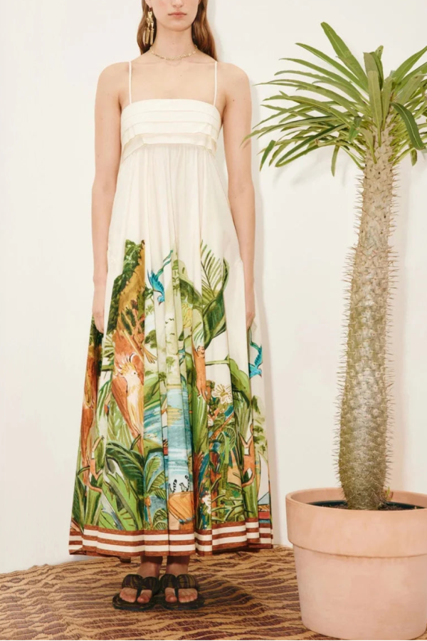 ALEMAIS Toucan Tango Midi Dress - White