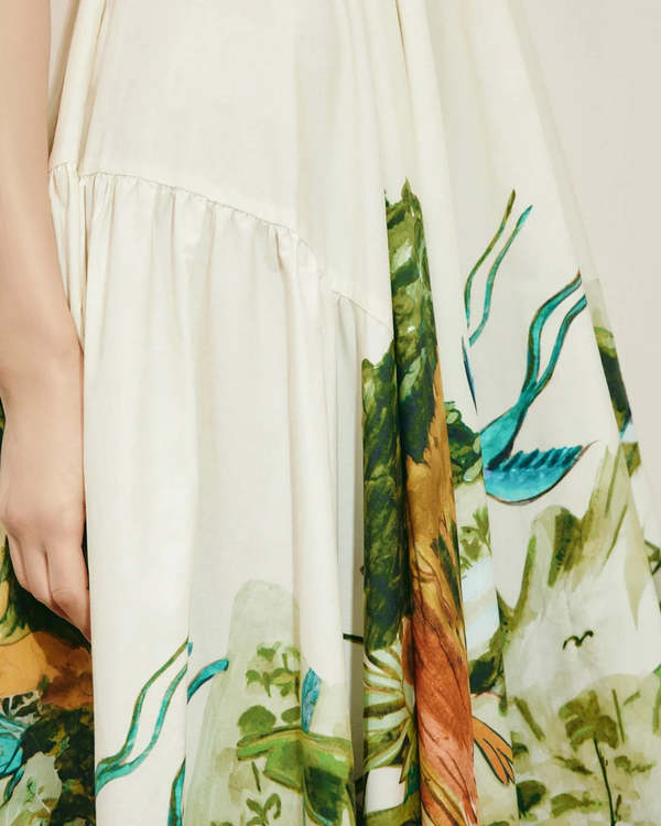 ALEMAIS Toucan Tango Midi Dress - White