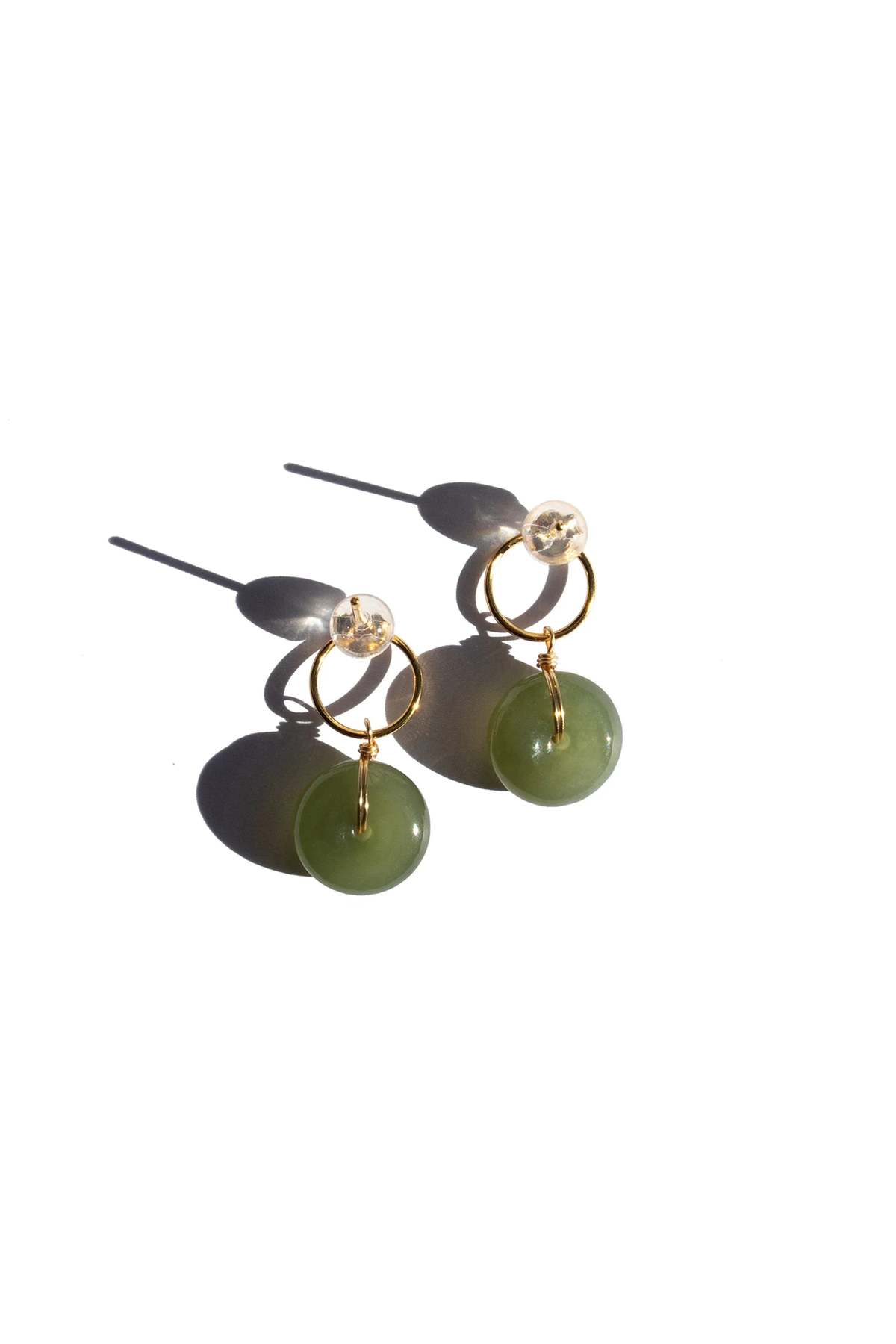 Seree Coin Jade Hollow Earrings - Green - Image 1 of 3