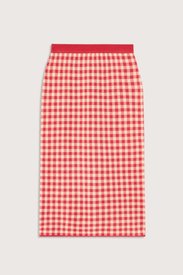 Guest in Residence Gingham Long Skirt - Scarlet