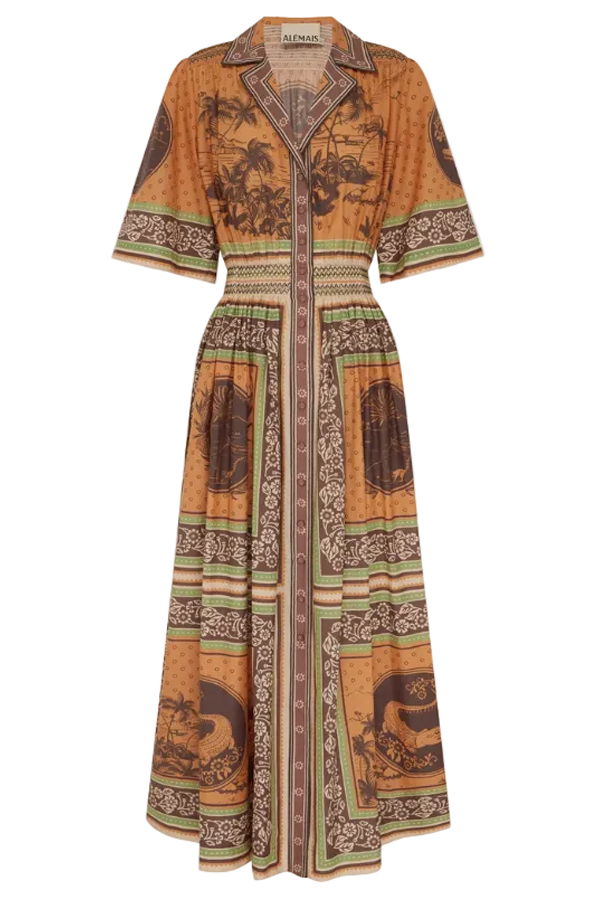 ALEMAIS Alberta Smocked Shirtdress Dress