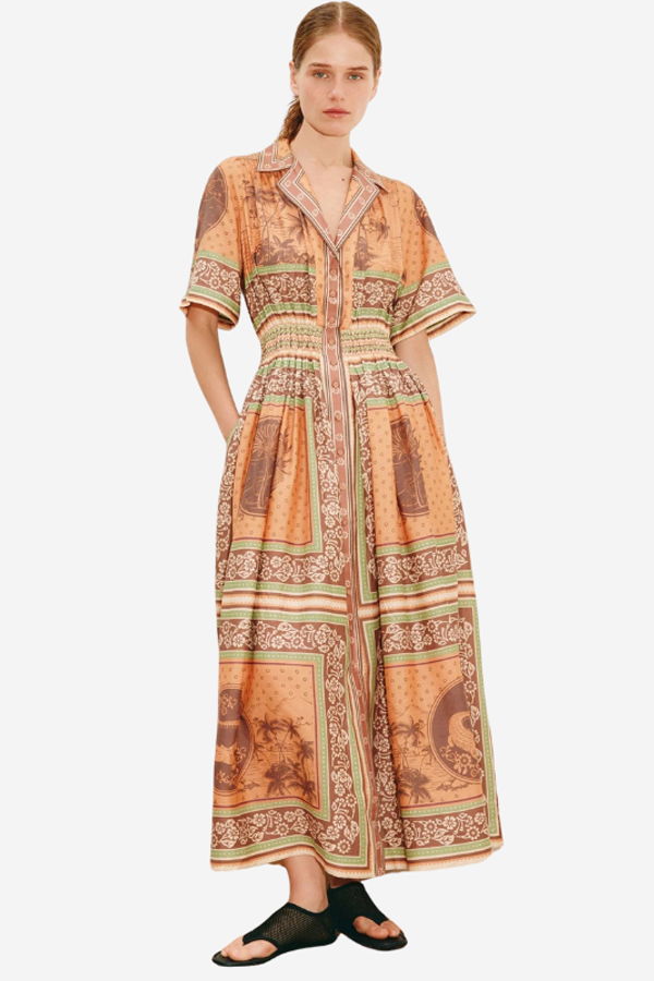 ALEMAIS Alberta Smocked Shirtdress Dress