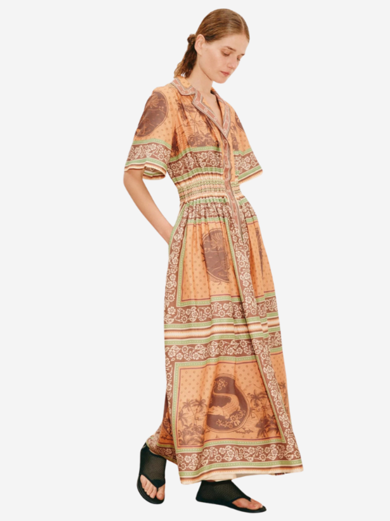 ALEMAIS Alberta Smocked Shirtdress Dress