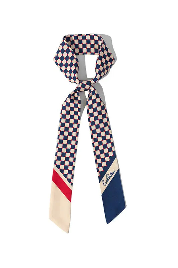 Lost Pattern Checkerboard Silk Skinny Scarf