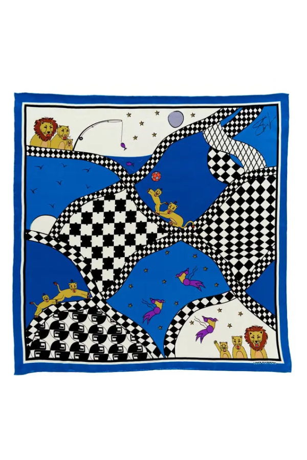 Lost Pattern Journey Electric Blue Silk Scarf