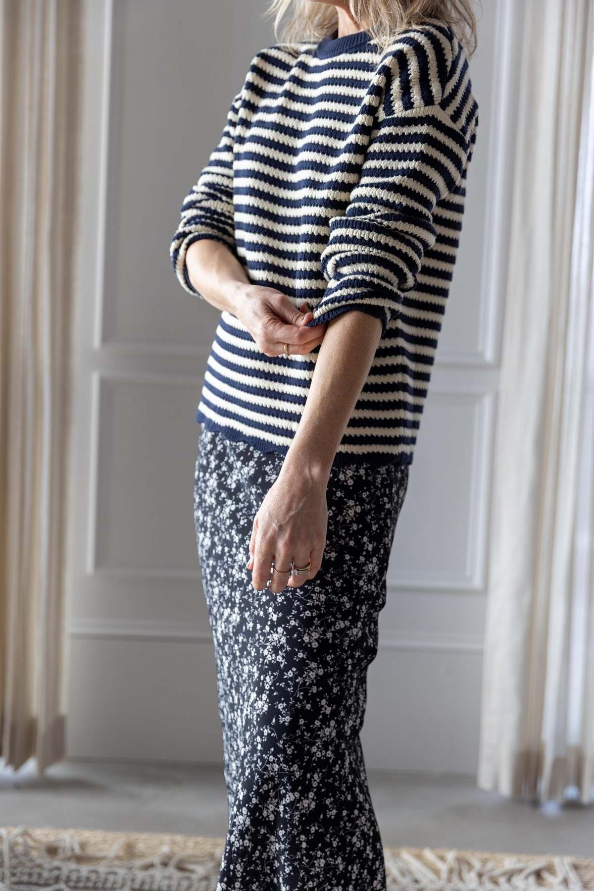 ciao lucia Febo Pullover Sweater - Navy Stripe - Image 2 of 6