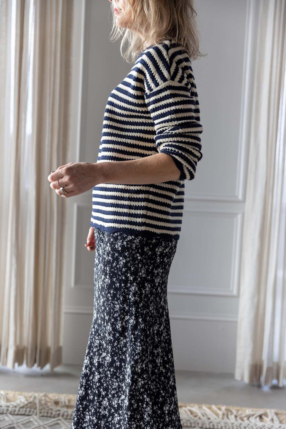 ciao lucia Febo Pullover Sweater - Navy Stripe - Image 4 of 6