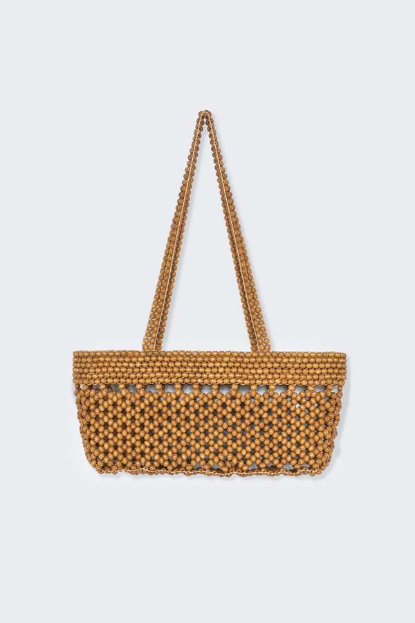 Cordera Wooden Beads Mini Bag - Ochre
