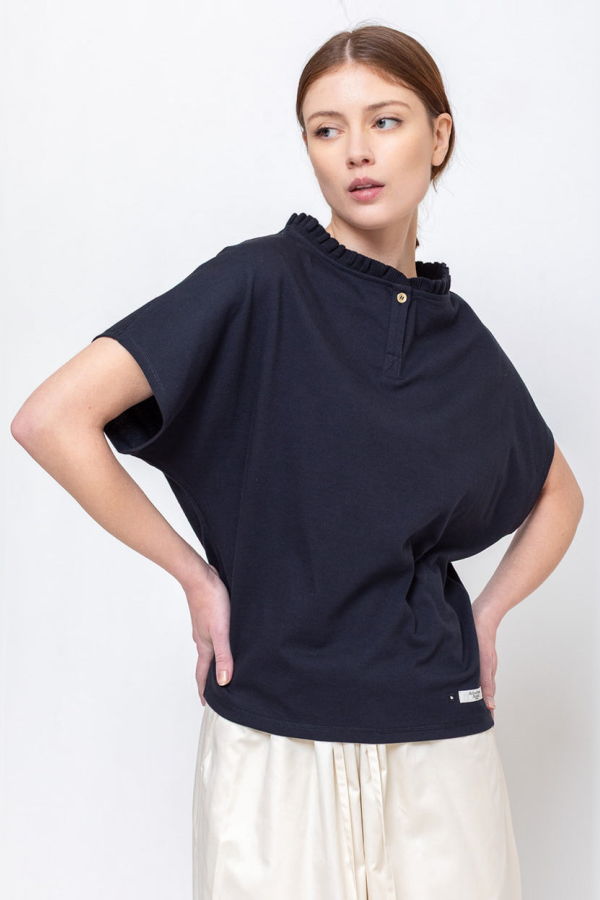 Atlantique Ascoli Henley Blouse - Navy