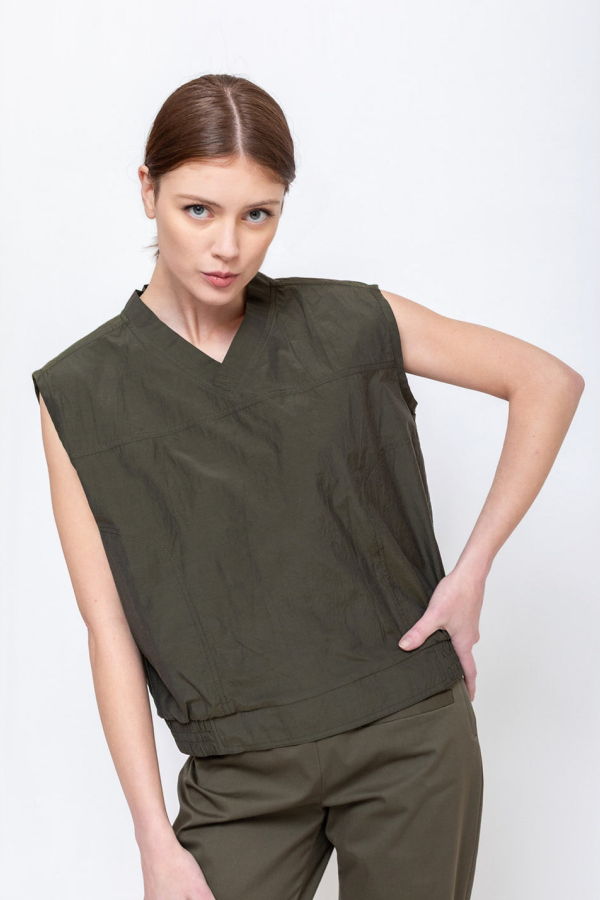 Hache Over Vest Top - Khaki