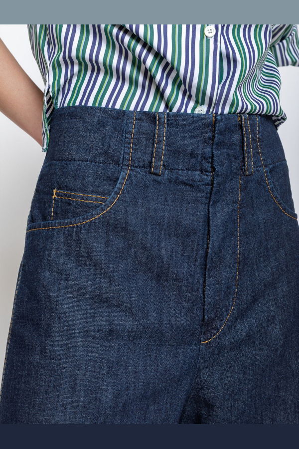 Susanne Bommer Wide Leg Denim Pants - Dark Wash