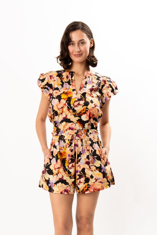 Ulla Johnson Abril Short Sleeve Cotton Top - Night Bloom