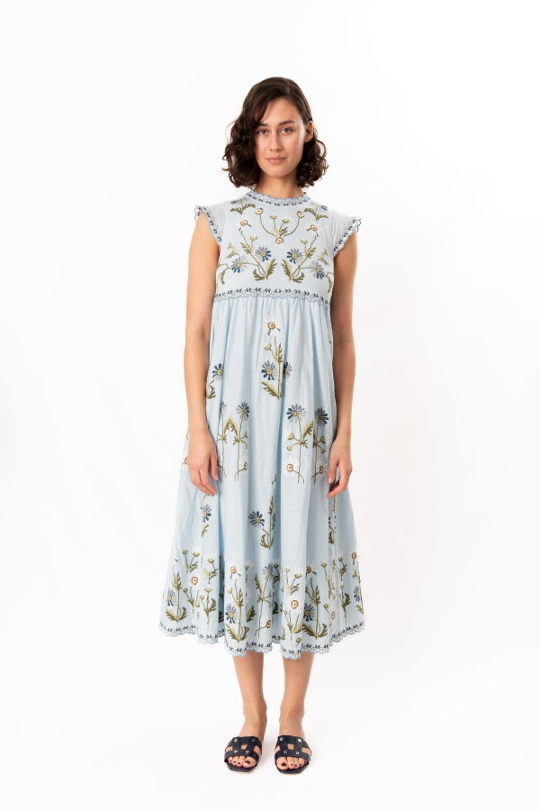 Sea NY Audra Embroidery Midi Dress - Blue