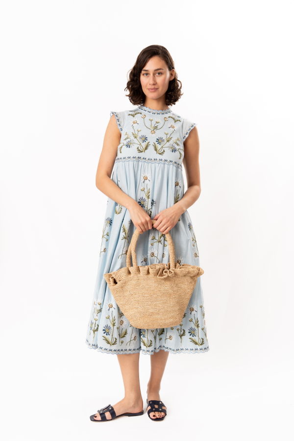 Sea NY Audra Embroidery Midi Dress - Blue